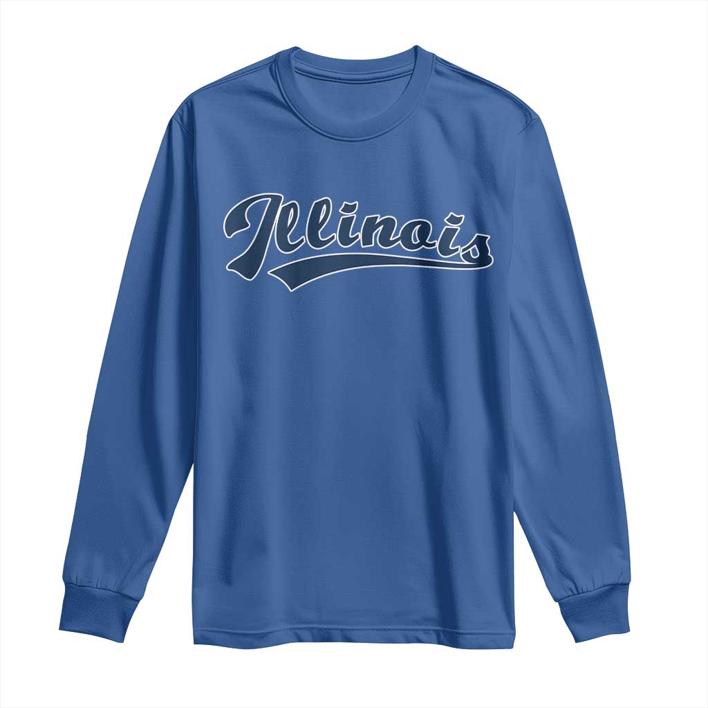 Illinois Varsity Script Classic Sports Jersey Style Long Sleeve Shirt