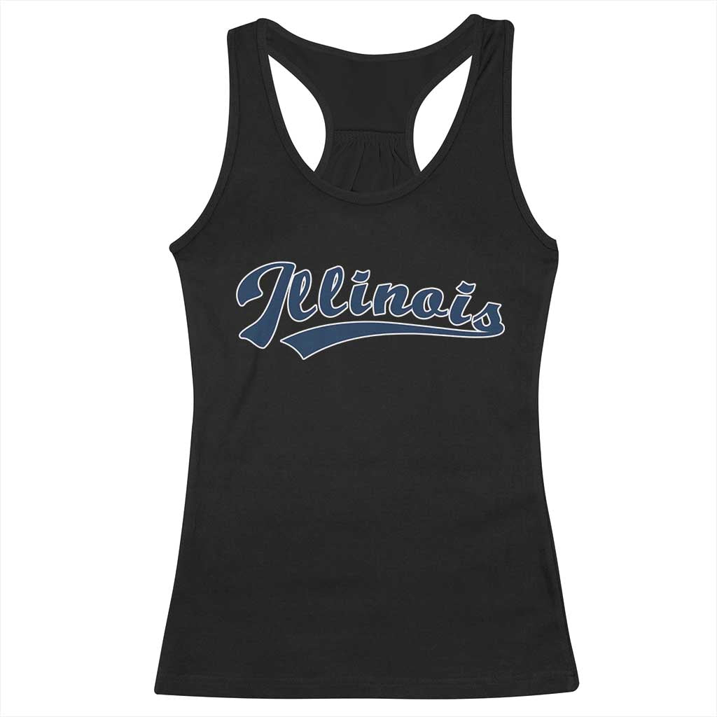 Illinois Varsity Script Classic Sports Jersey Style Racerback Tank Top