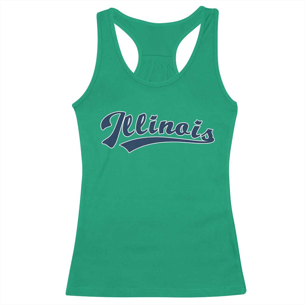 Illinois Varsity Script Classic Sports Jersey Style Racerback Tank Top