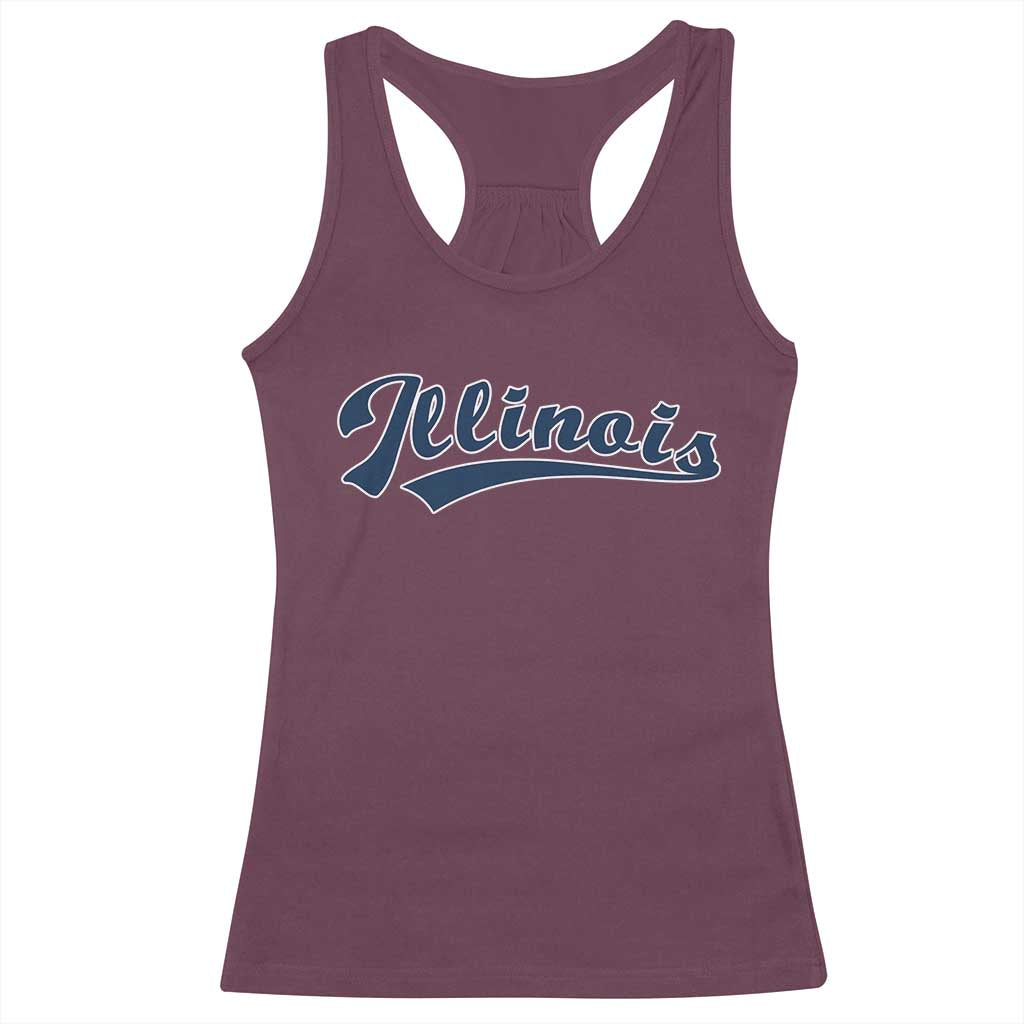 Illinois Varsity Script Classic Sports Jersey Style Racerback Tank Top