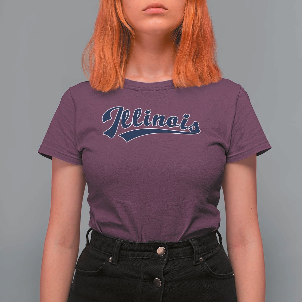 Illinois Varsity Script Classic Sports Jersey Style T Shirt For Women