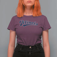 Illinois Varsity Script Classic Sports Jersey Style T Shirt For Women