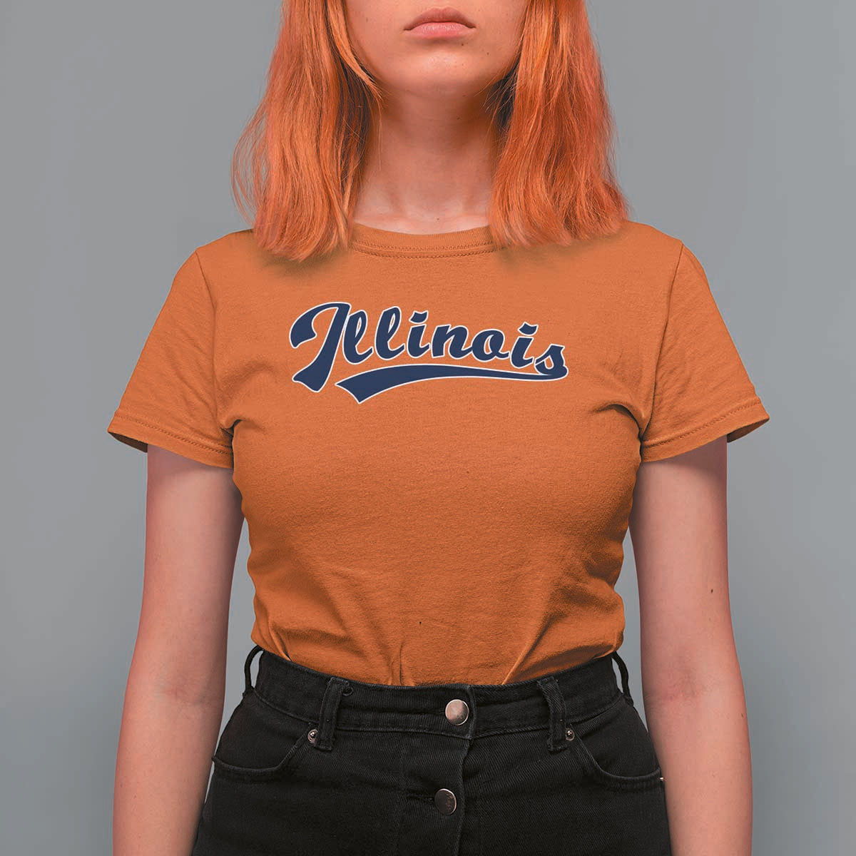 Illinois Varsity Script Classic Sports Jersey Style T Shirt For Women