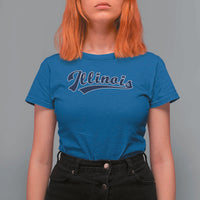 Illinois Varsity Script Classic Sports Jersey Style T Shirt For Women
