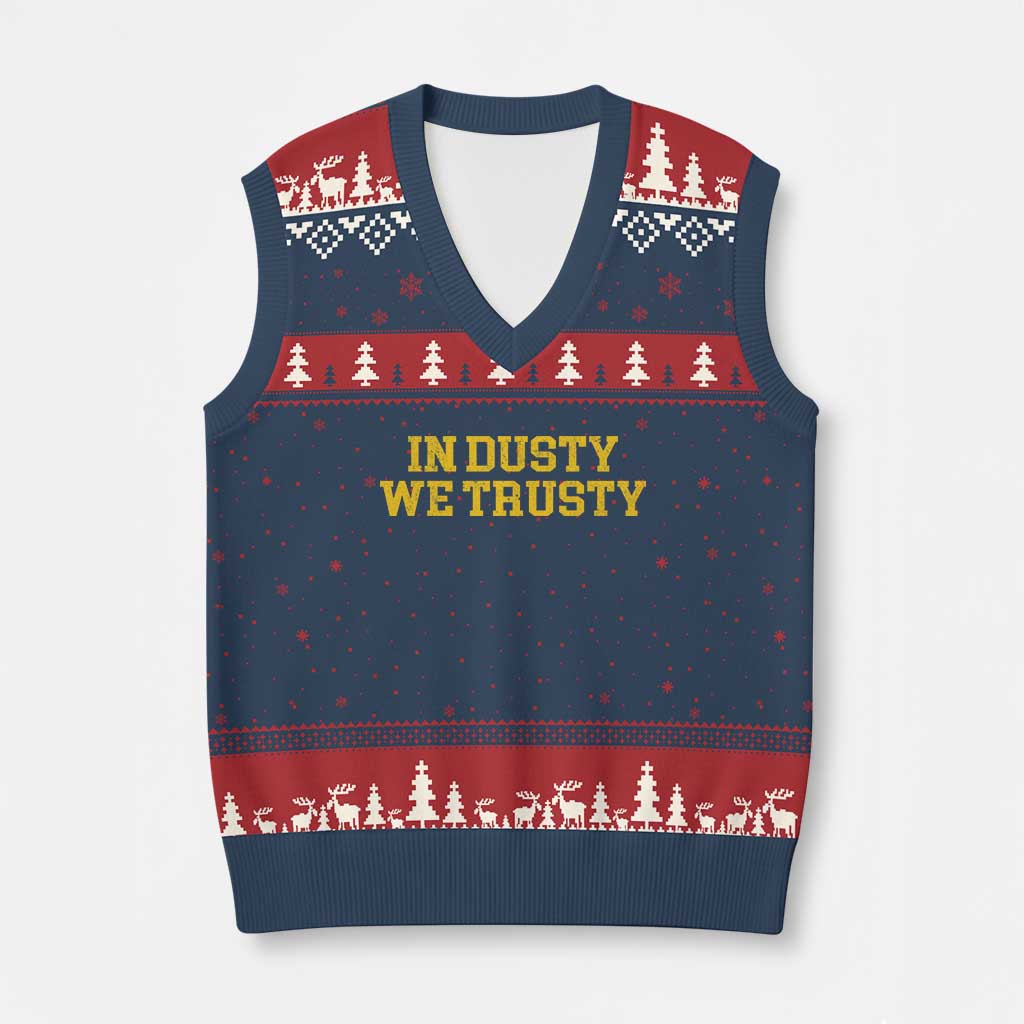 In Dusty We Trusty V-Neck Knit Sweater Vest Michigan State Basketball Quote