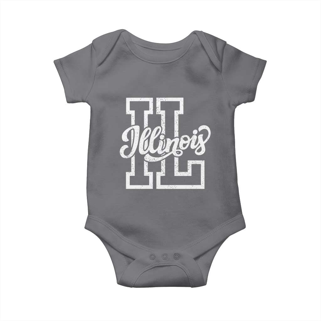 Illinois Sports Fan Baby Onesie Varsity Aesthetic IL State Pride