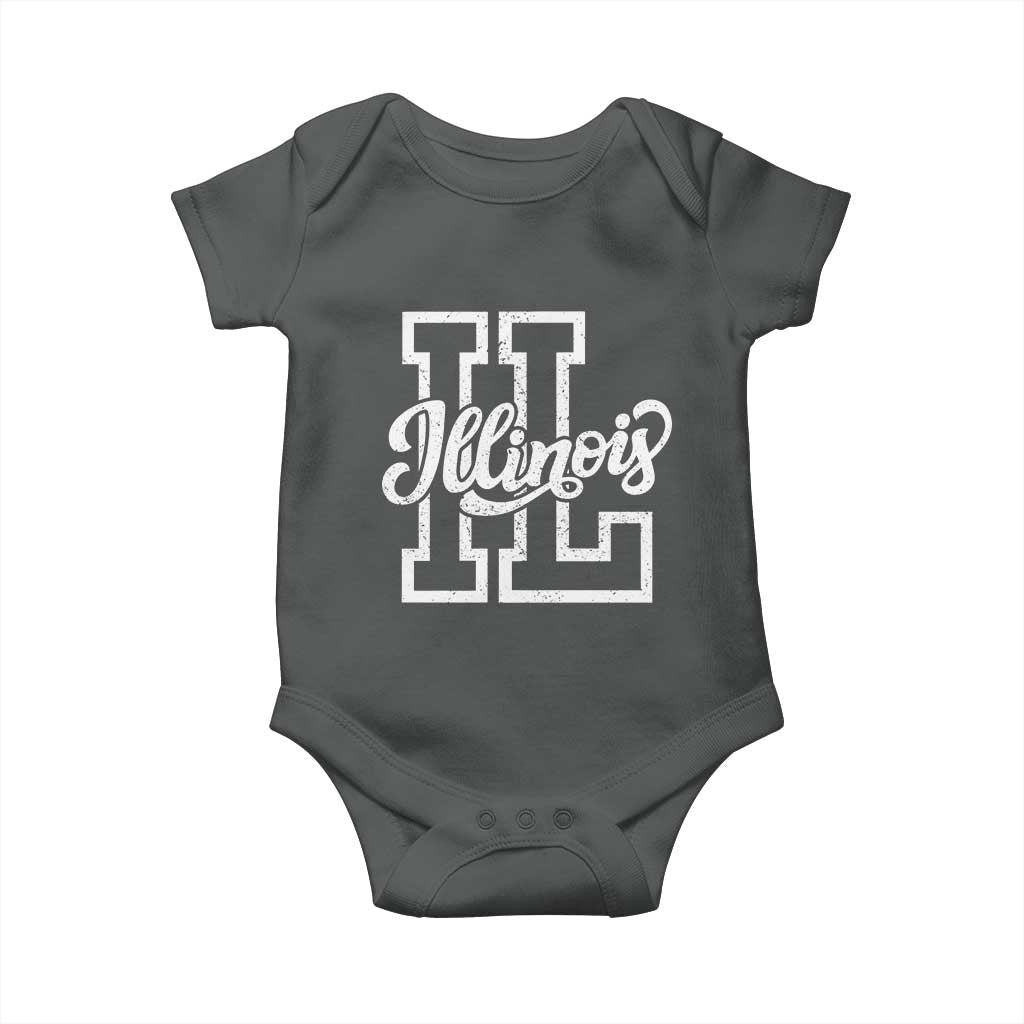 Illinois Sports Fan Baby Onesie Varsity Aesthetic IL State Pride