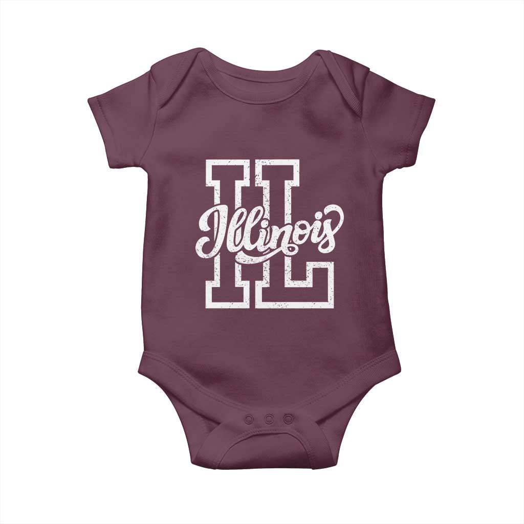 Illinois Sports Fan Baby Onesie Varsity Aesthetic IL State Pride