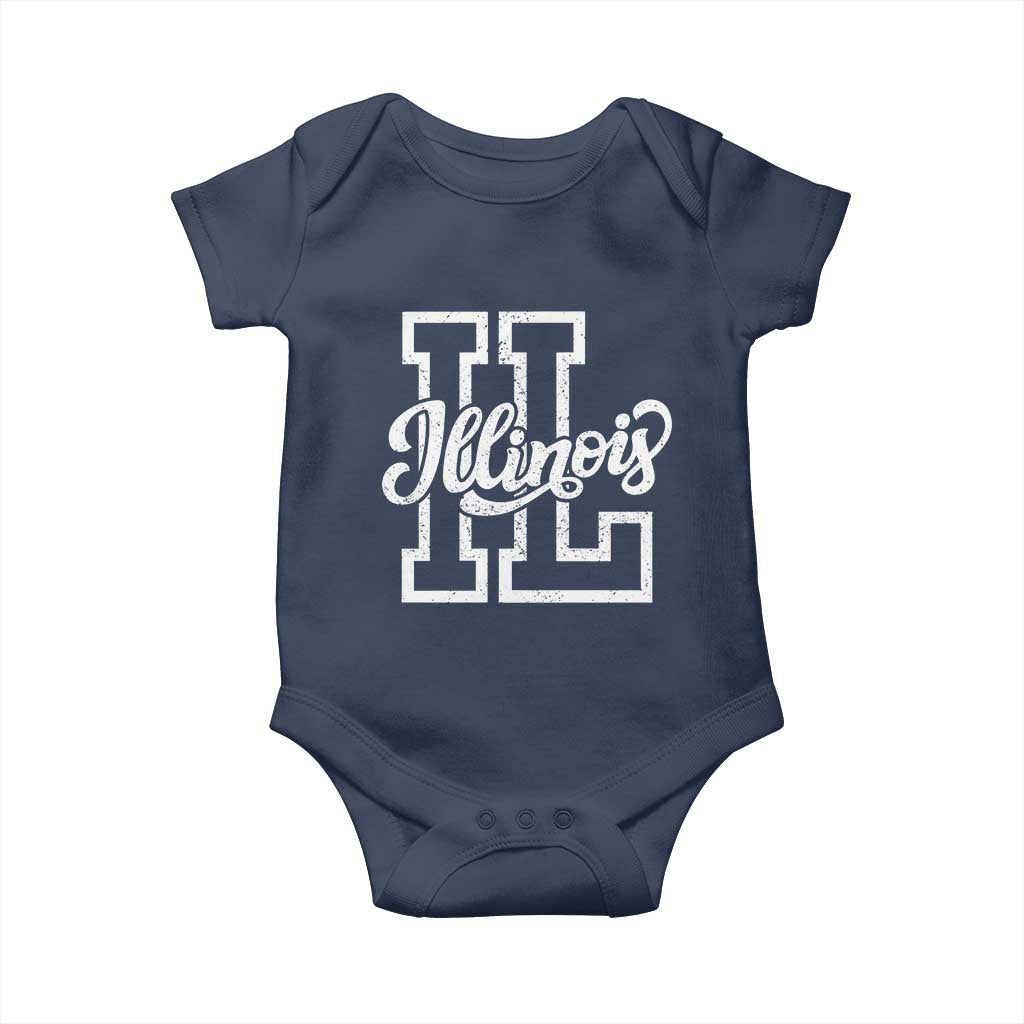 Illinois Sports Fan Baby Onesie Varsity Aesthetic IL State Pride