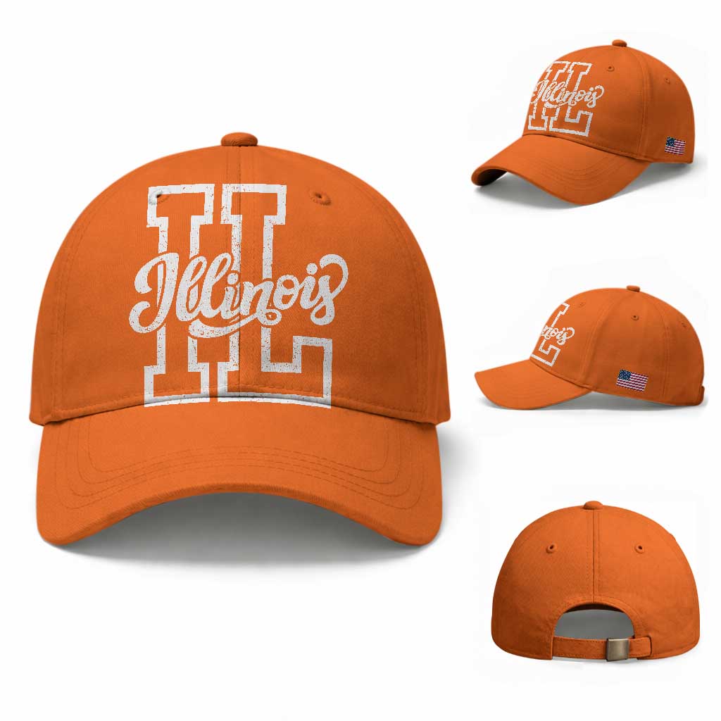 Illinois Sports Fan Baseball Cap Varsity Aesthetic IL State Pride