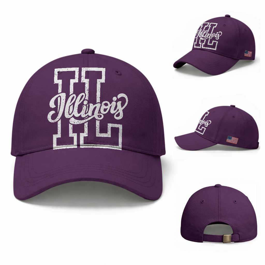 Illinois Sports Fan Baseball Cap Varsity Aesthetic IL State Pride