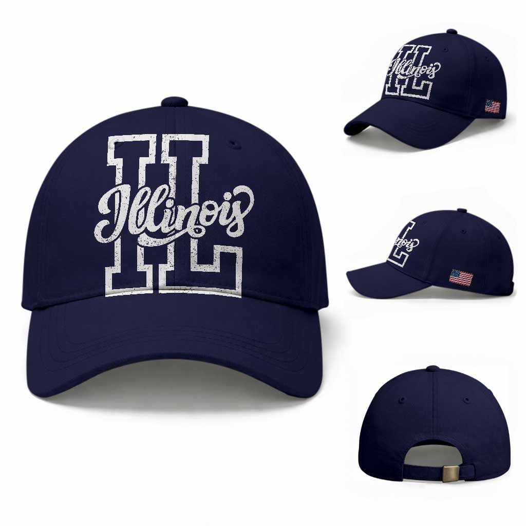 Illinois Sports Fan Baseball Cap Varsity Aesthetic IL State Pride