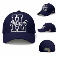 Illinois Sports Fan Baseball Cap Varsity Aesthetic IL State Pride