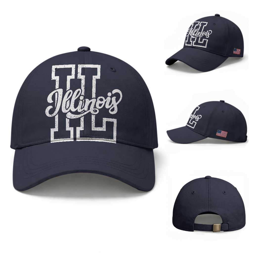 Illinois Sports Fan Baseball Cap Varsity Aesthetic IL State Pride