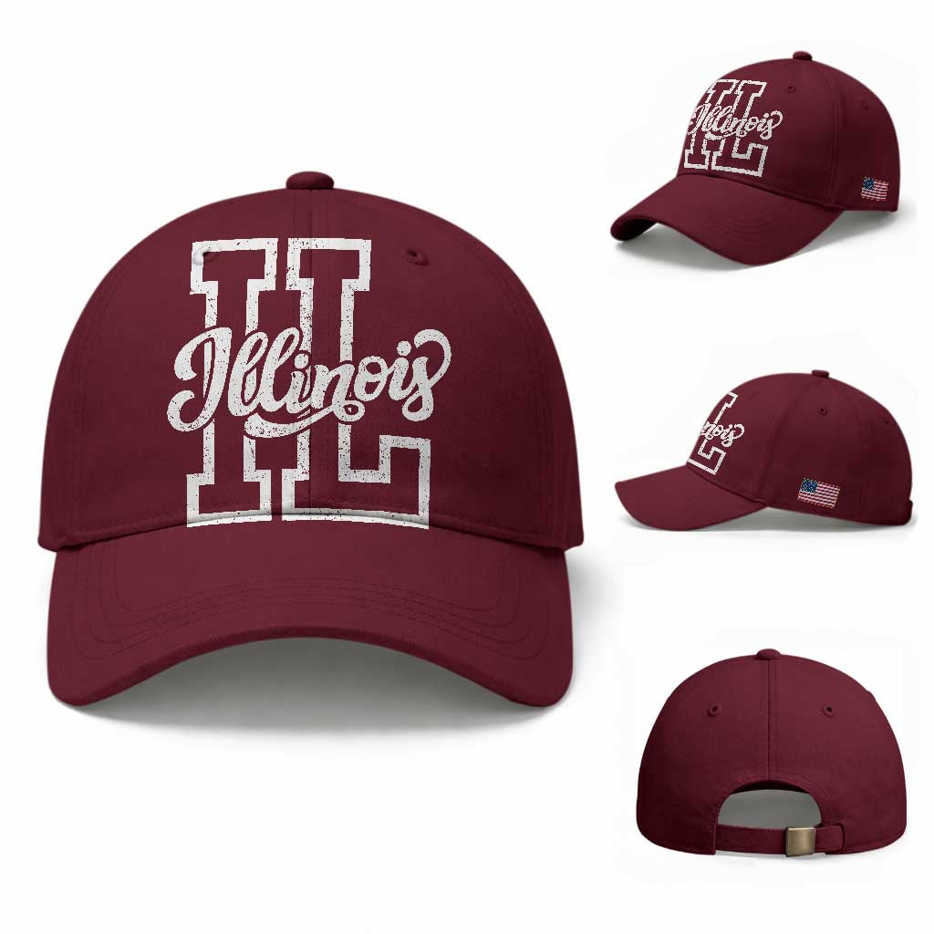 Illinois Sports Fan Baseball Cap Varsity Aesthetic IL State Pride