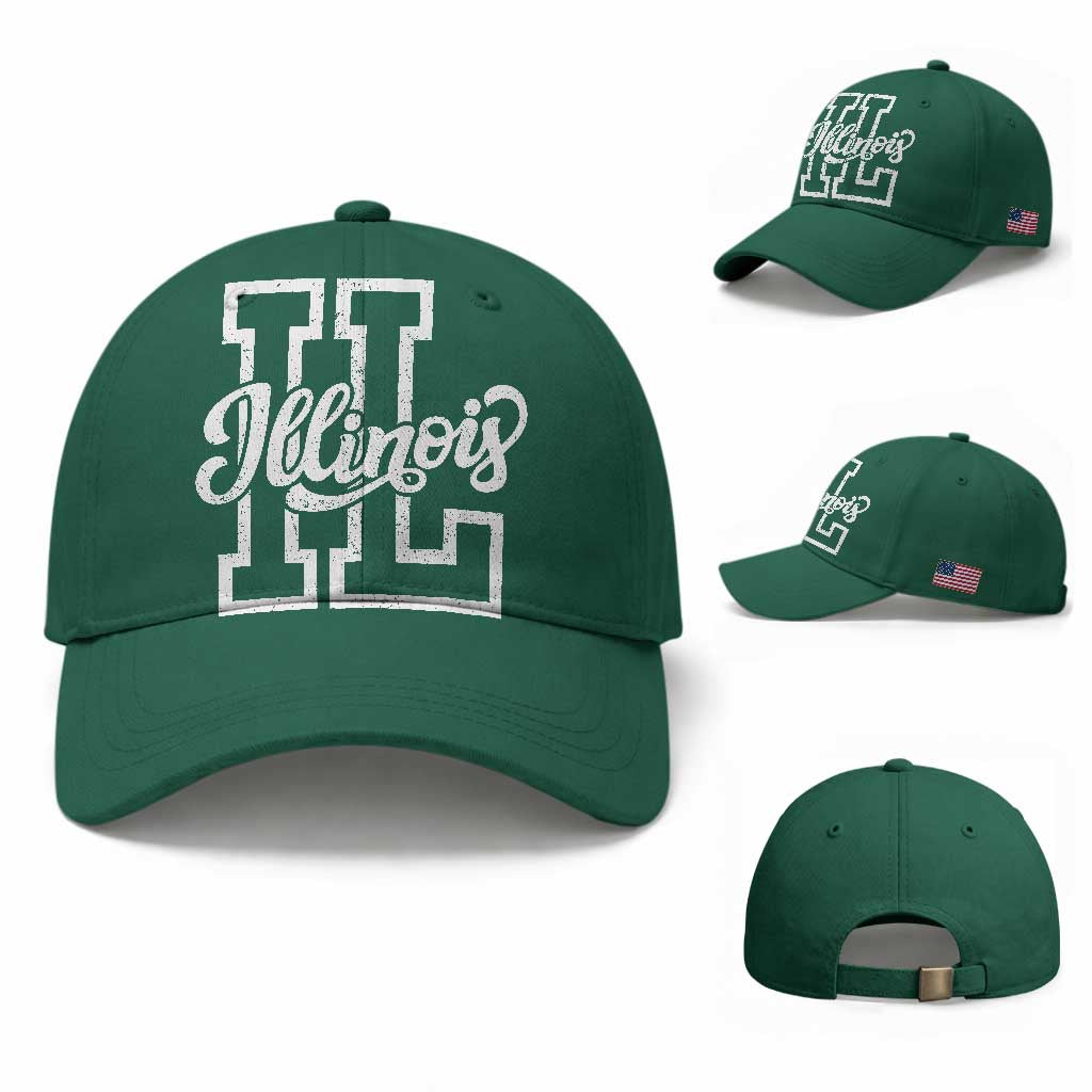 Illinois Sports Fan Baseball Cap Varsity Aesthetic IL State Pride