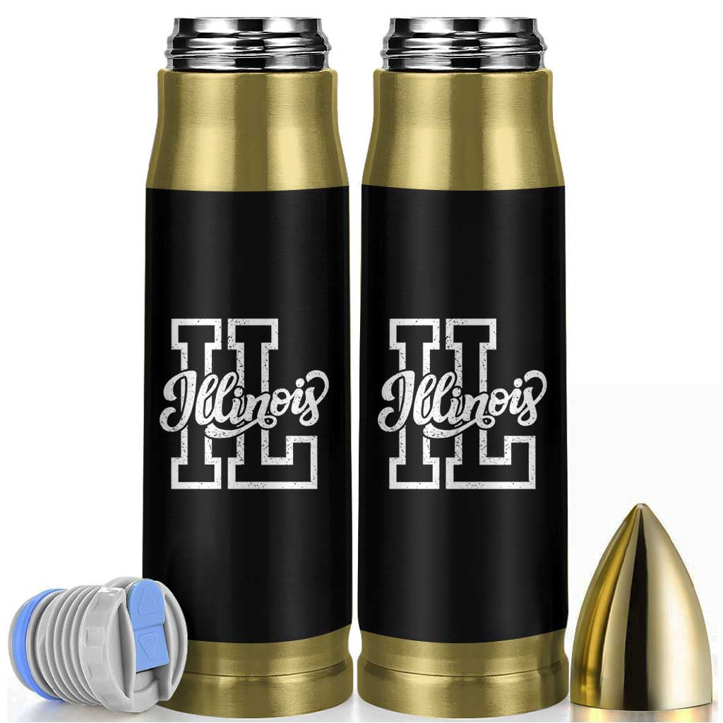 Illinois Sports Fan Bullet Tumbler Varsity Aesthetic IL State Pride