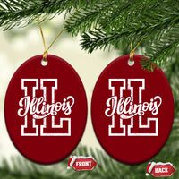 Illinois Sports Fan Ceramic Ornament Varsity Aesthetic IL State Pride