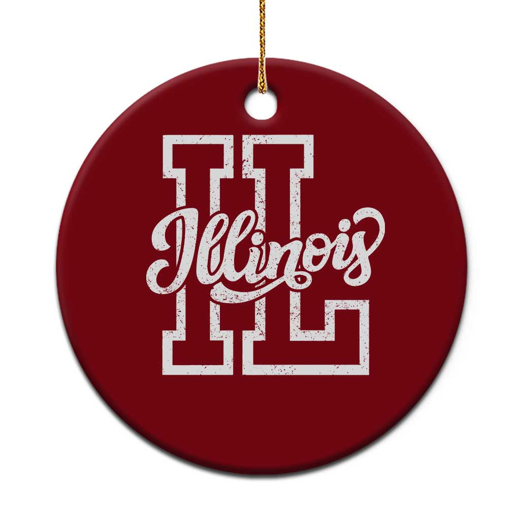 Illinois Sports Fan Ceramic Ornament Varsity Aesthetic IL State Pride