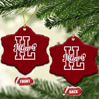 Illinois Sports Fan Ceramic Ornament Varsity Aesthetic IL State Pride
