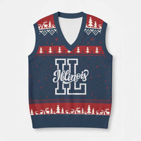Illinois Sports Fan V-Neck Knit Sweater Vest Varsity Aesthetic IL State Pride
