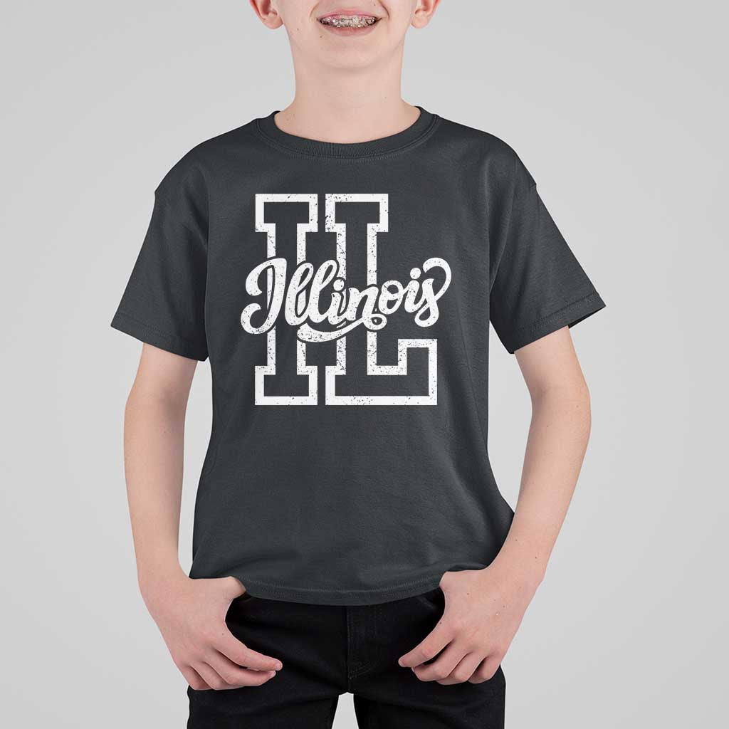 Illinois Sports Fan T Shirt For Kid Varsity Aesthetic IL State Pride