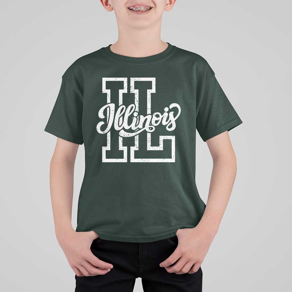 Illinois Sports Fan T Shirt For Kid Varsity Aesthetic IL State Pride