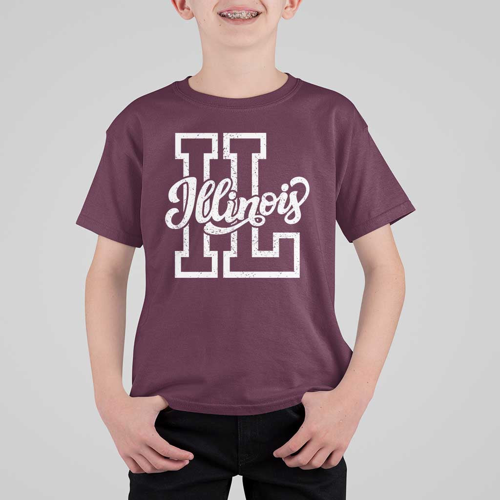 Illinois Sports Fan T Shirt For Kid Varsity Aesthetic IL State Pride
