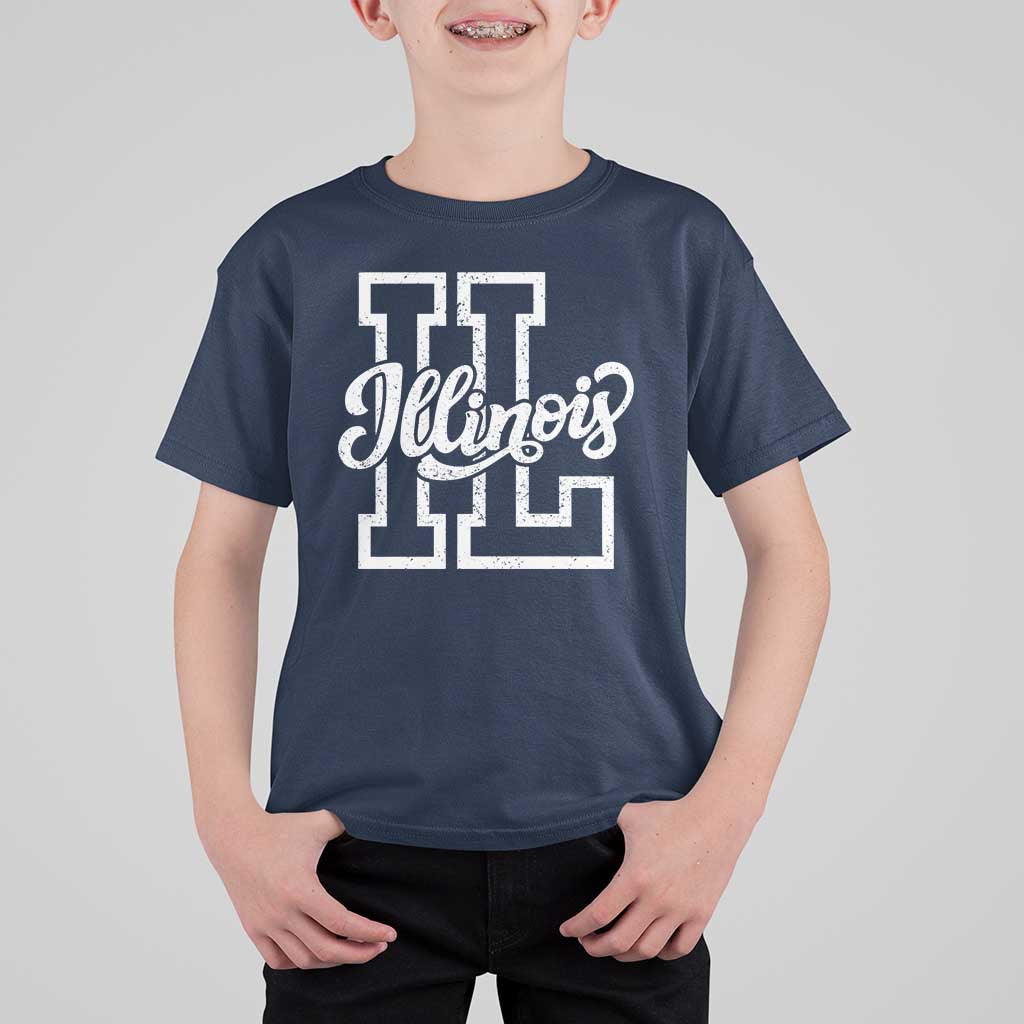 Illinois Sports Fan T Shirt For Kid Varsity Aesthetic IL State Pride