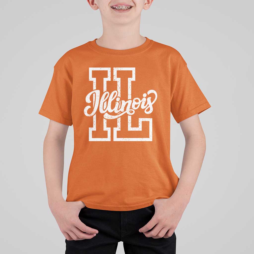 Illinois Sports Fan T Shirt For Kid Varsity Aesthetic IL State Pride
