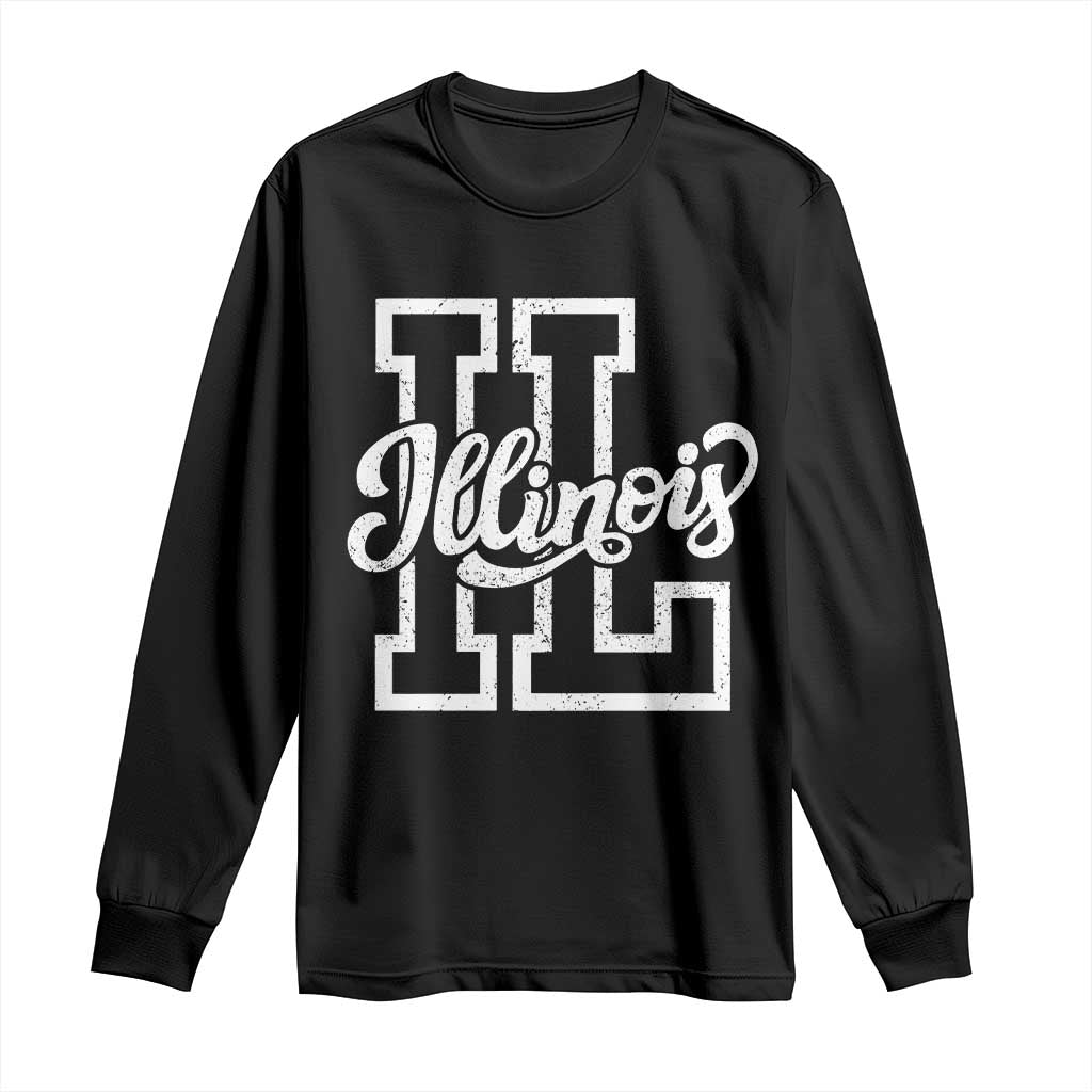 Illinois Sports Fan Long Sleeve Shirt Varsity Aesthetic IL State Pride