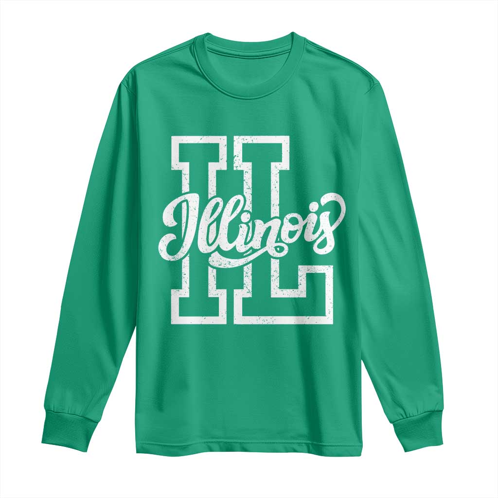Illinois Sports Fan Long Sleeve Shirt Varsity Aesthetic IL State Pride