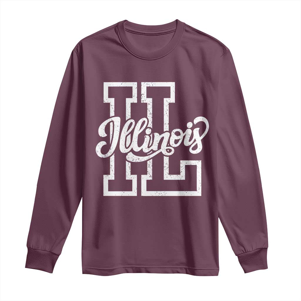 Illinois Sports Fan Long Sleeve Shirt Varsity Aesthetic IL State Pride