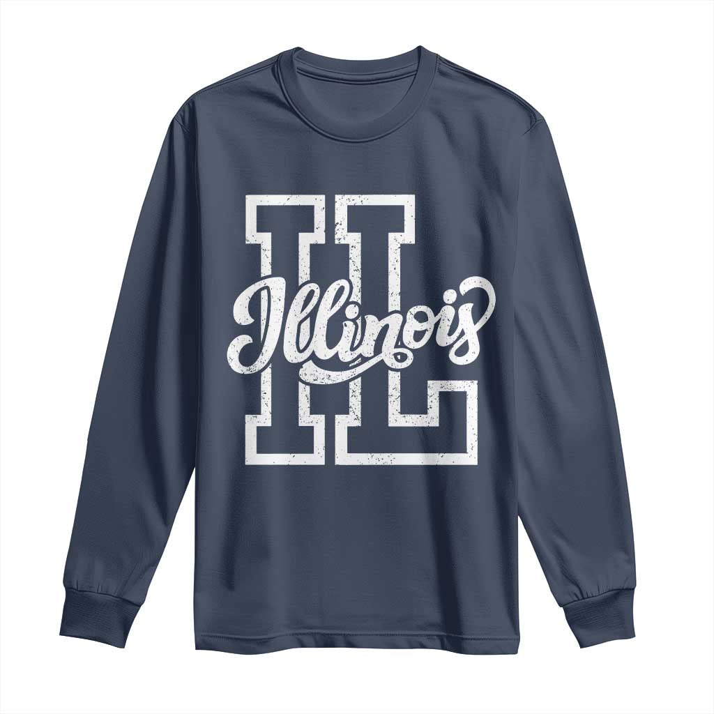 Illinois Sports Fan Long Sleeve Shirt Varsity Aesthetic IL State Pride