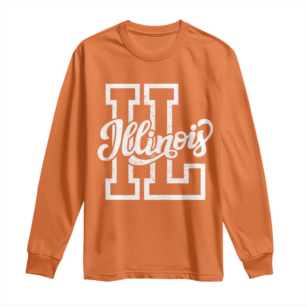 Illinois Sports Fan Long Sleeve Shirt Varsity Aesthetic IL State Pride