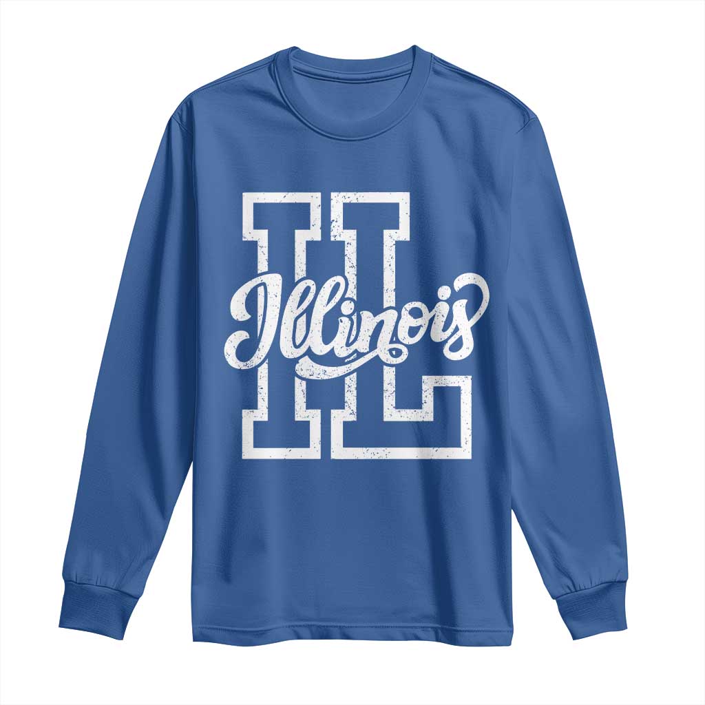 Illinois Sports Fan Long Sleeve Shirt Varsity Aesthetic IL State Pride