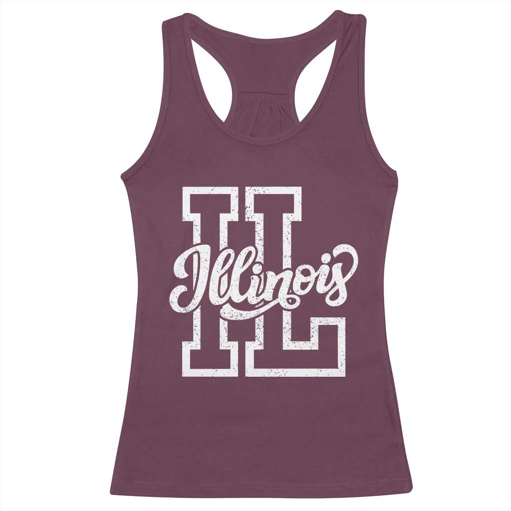 Illinois Sports Fan Racerback Tank Top Varsity Aesthetic IL State Pride