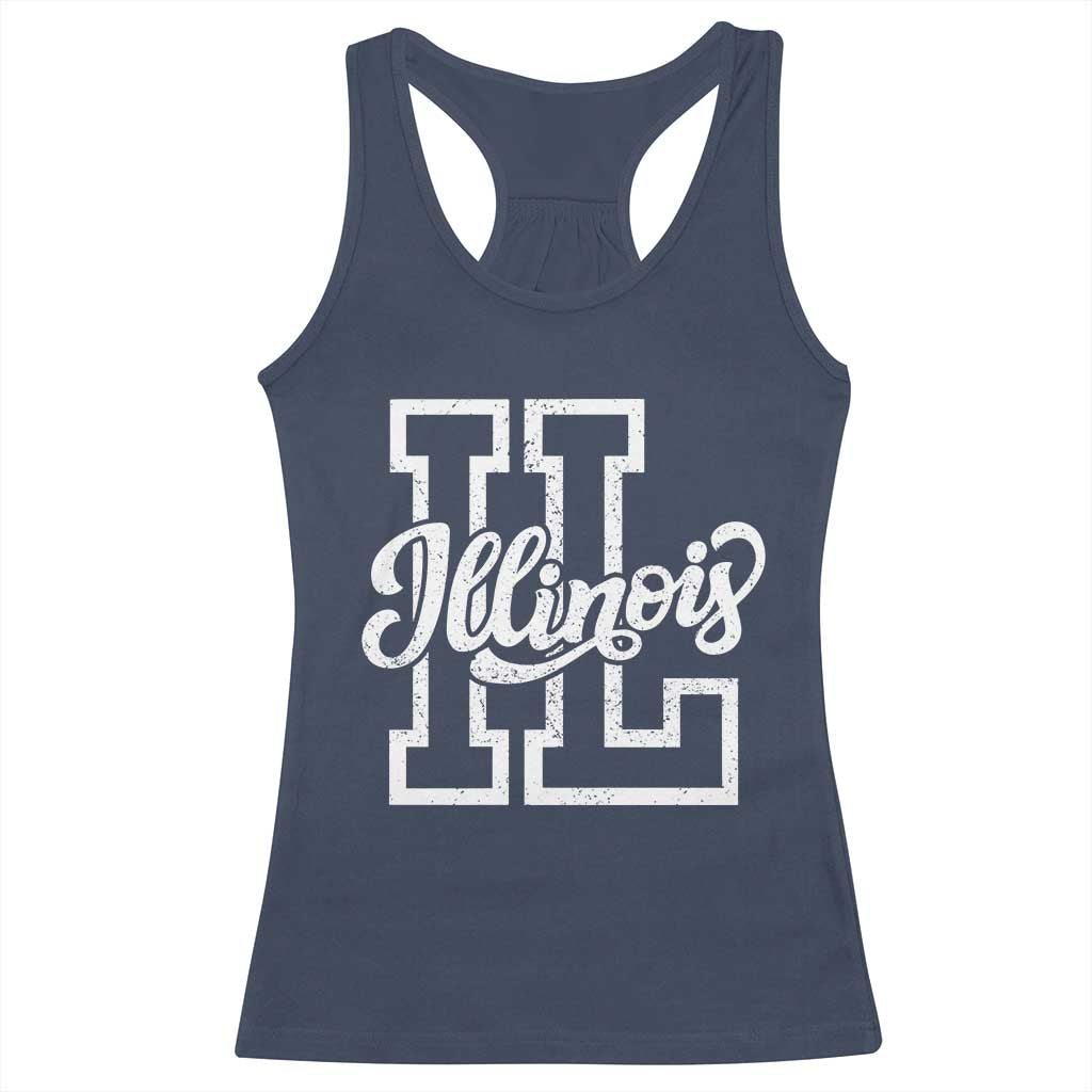 Illinois Sports Fan Racerback Tank Top Varsity Aesthetic IL State Pride