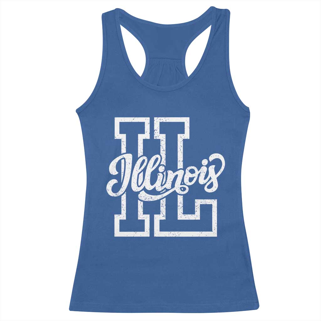 Illinois Sports Fan Racerback Tank Top Varsity Aesthetic IL State Pride