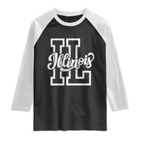 Illinois Sports Fan Raglan Shirt Varsity Aesthetic IL State Pride