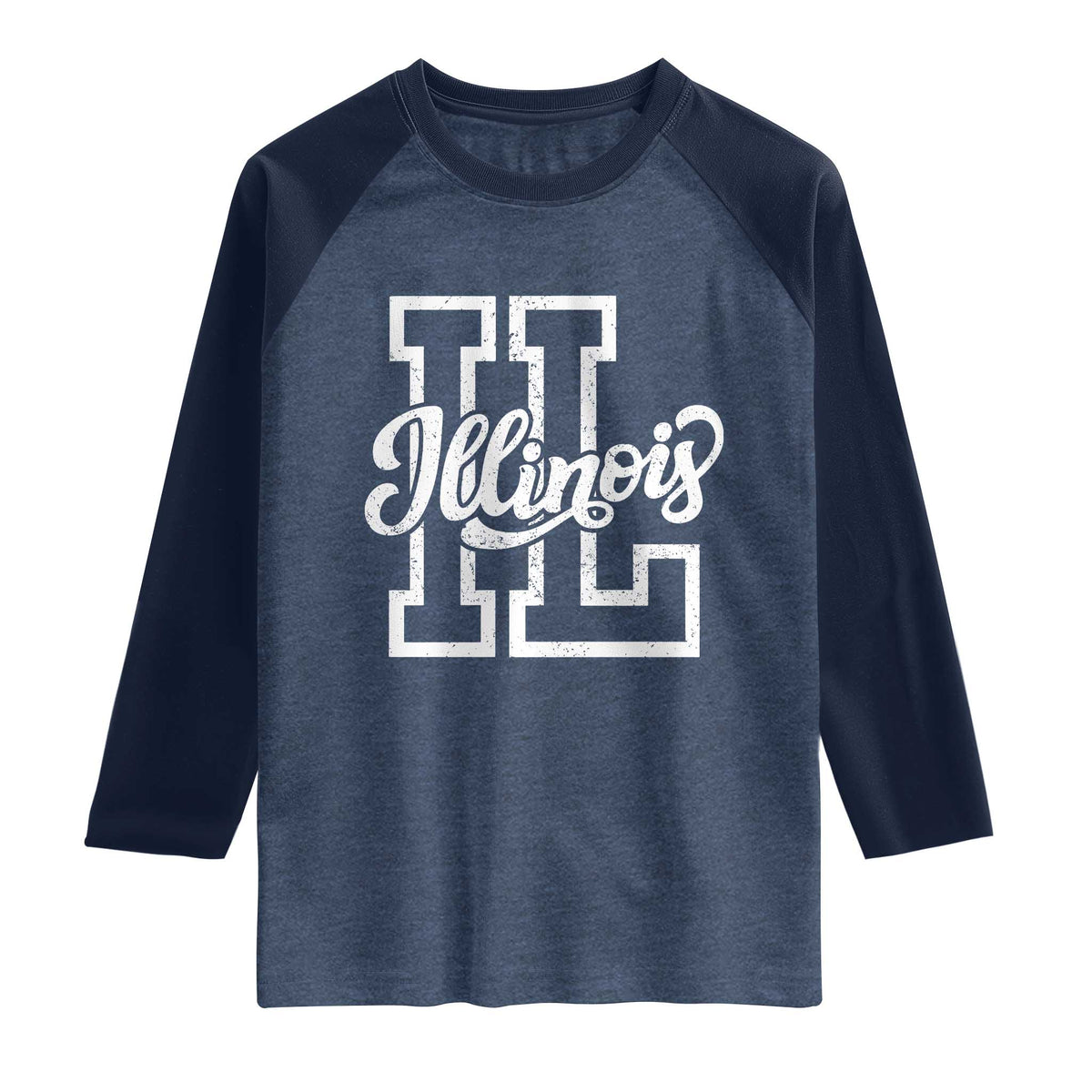 Illinois Sports Fan Raglan Shirt Varsity Aesthetic IL State Pride