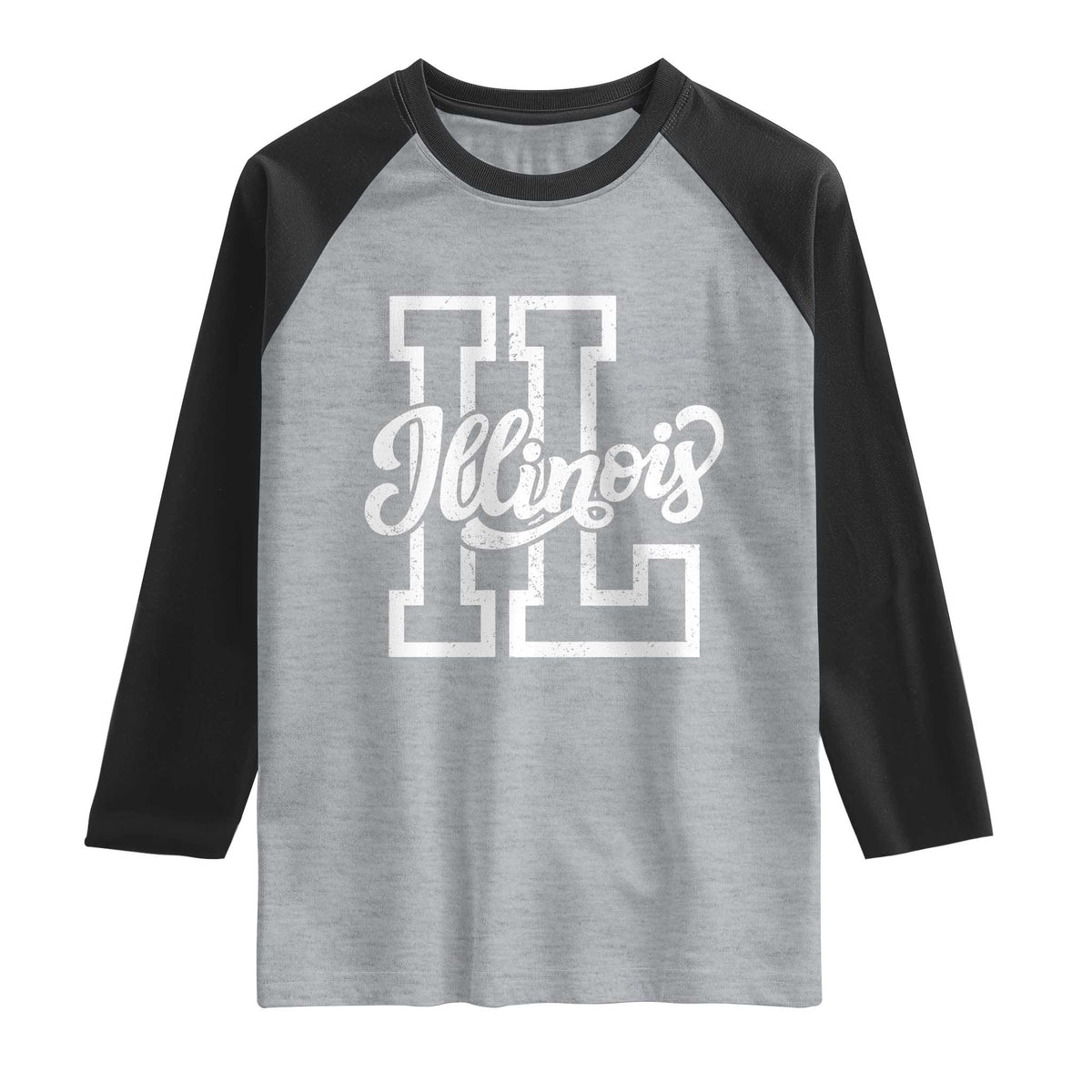 Illinois Sports Fan Raglan Shirt Varsity Aesthetic IL State Pride