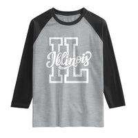 Illinois Sports Fan Raglan Shirt Varsity Aesthetic IL State Pride