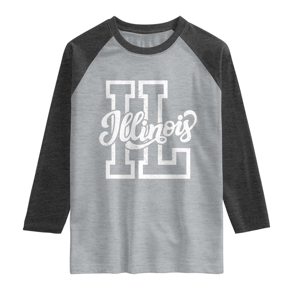 Illinois Sports Fan Raglan Shirt Varsity Aesthetic IL State Pride