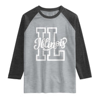 Illinois Sports Fan Raglan Shirt Varsity Aesthetic IL State Pride