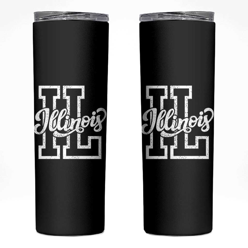 Illinois Sports Fan Skinny Tumbler Varsity Aesthetic IL State Pride