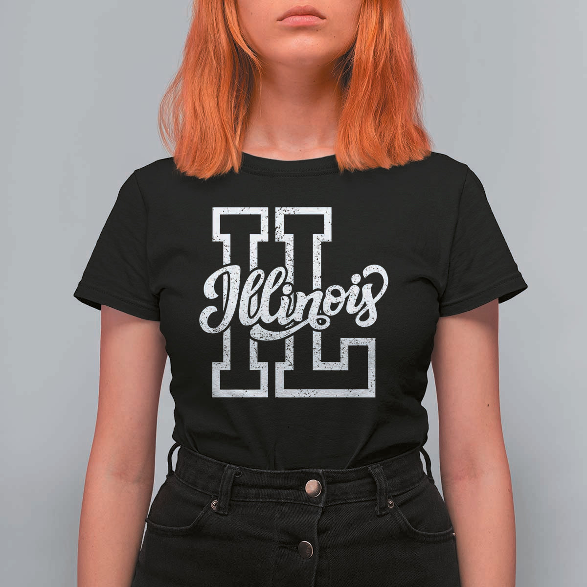 Illinois Sports Fan T Shirt For Women Varsity Aesthetic IL State Pride