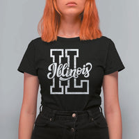 Illinois Sports Fan T Shirt For Women Varsity Aesthetic IL State Pride