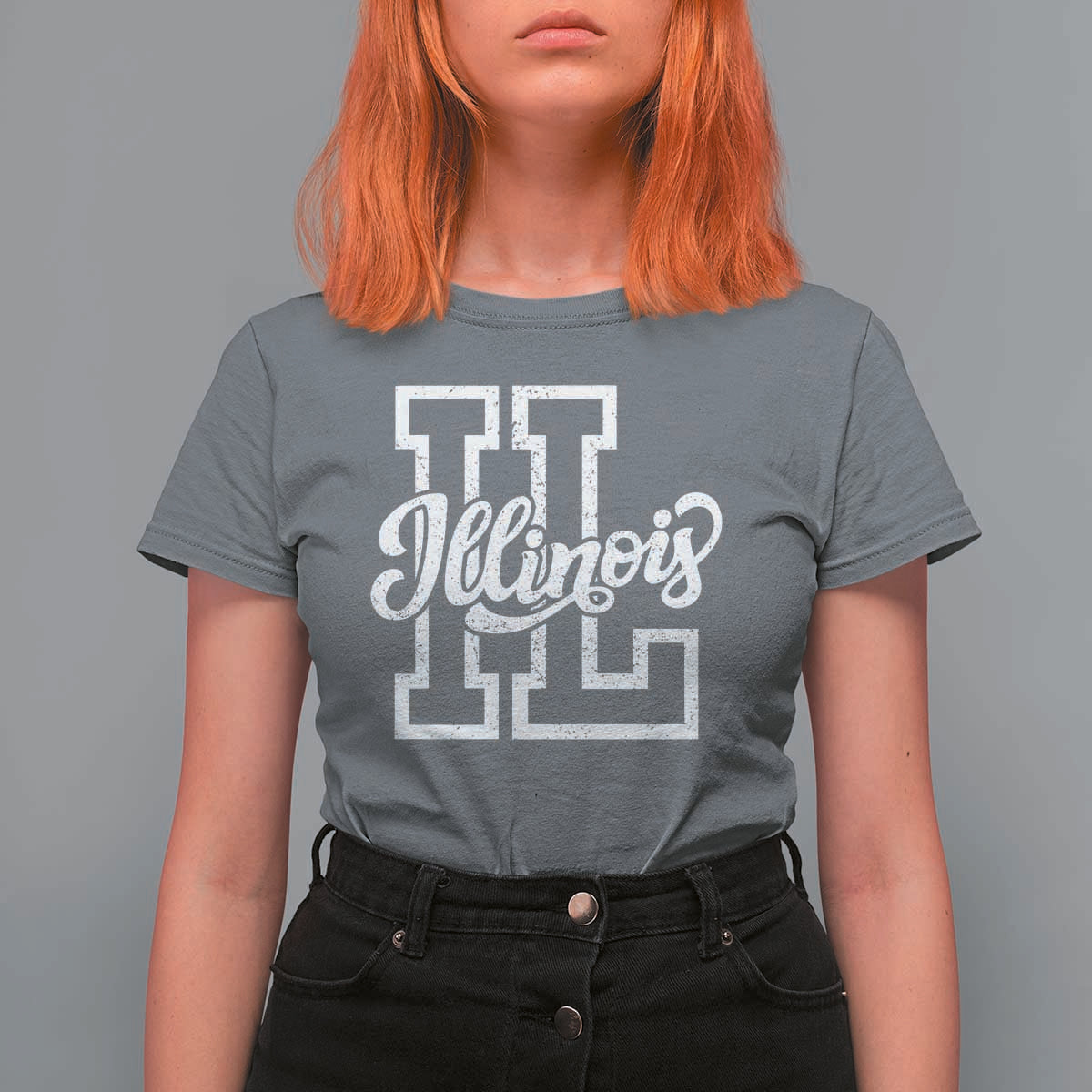 Illinois Sports Fan T Shirt For Women Varsity Aesthetic IL State Pride