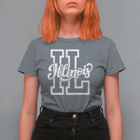 Illinois Sports Fan T Shirt For Women Varsity Aesthetic IL State Pride